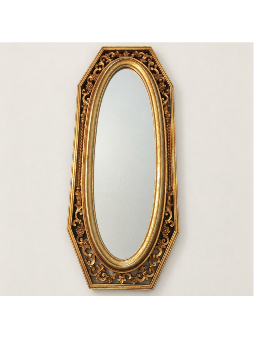 Syroco Gold Mirror Oval Ornate Hollywood Regency 491